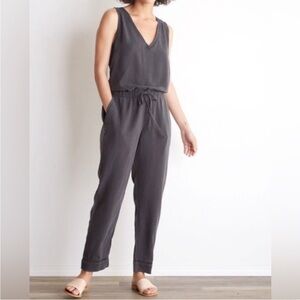 Anthropologie Cloth & Stone Jumpsuit XS 100% tencel Lyocell washed black flawed